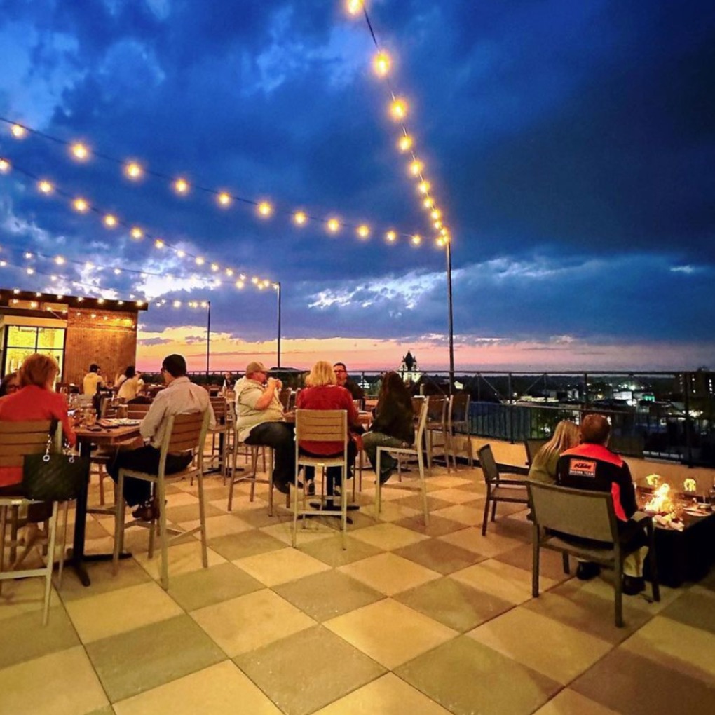 Evening View of the Patio at UP on the Roof in Anderson, SC