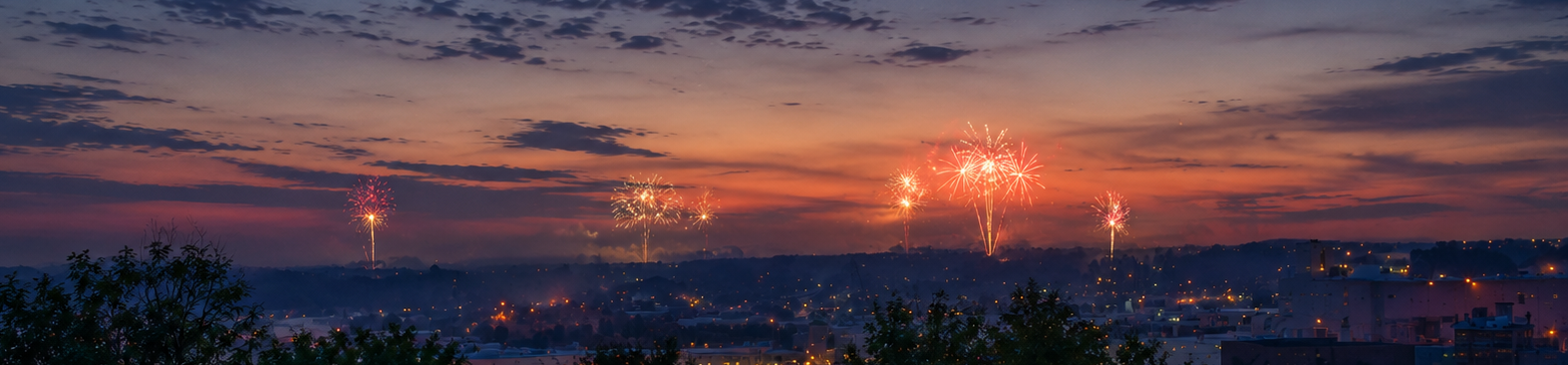 Distant fireworks from Alpharetta's rooftop