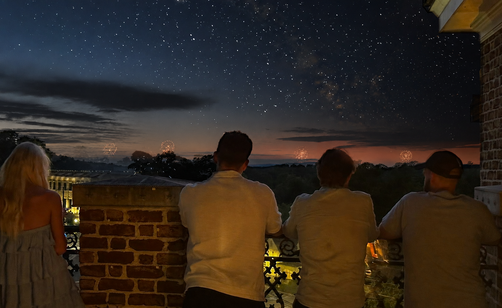 Fireworks in the distance from the Alpharetta Rooftop