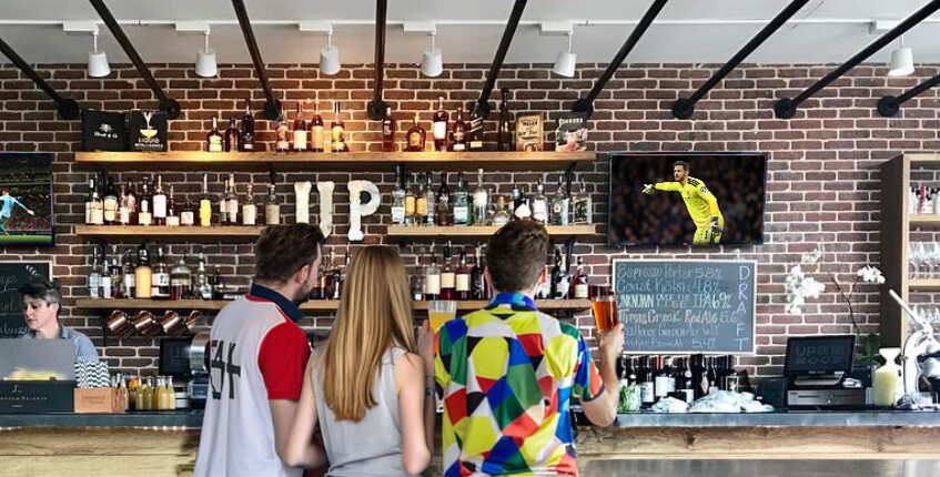 Friends watching the soccer matches at the GVL bar