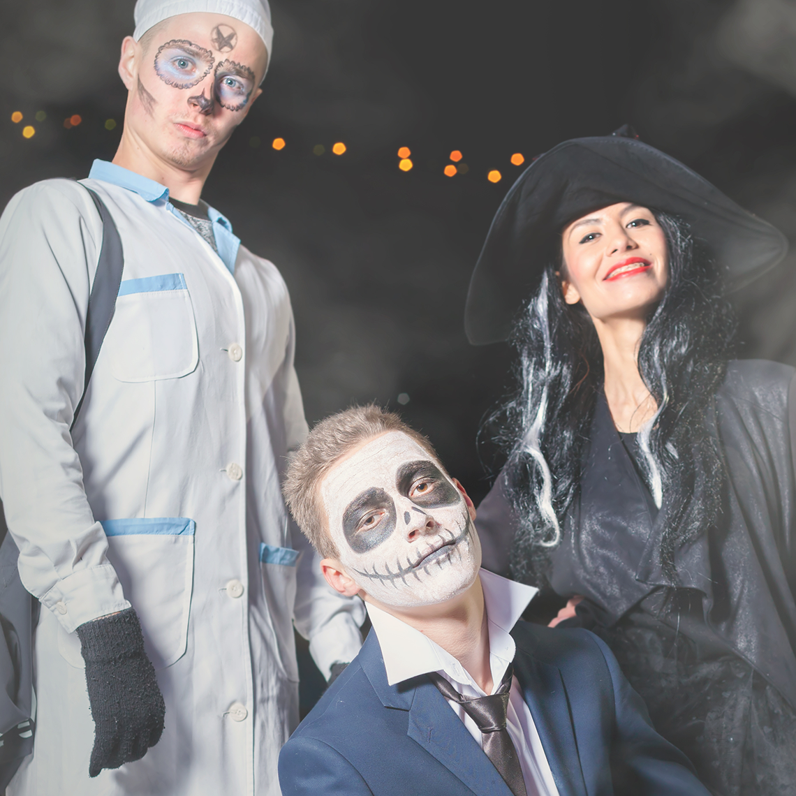 Friends dressed in Halloween Costumes