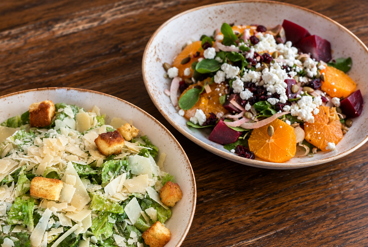 Hail, Caesar and We Got the Beet salads