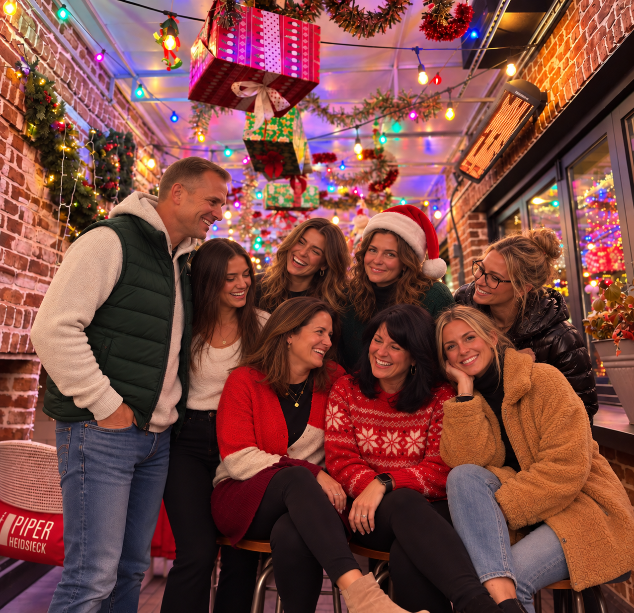 Festive friends at UP on the Roof