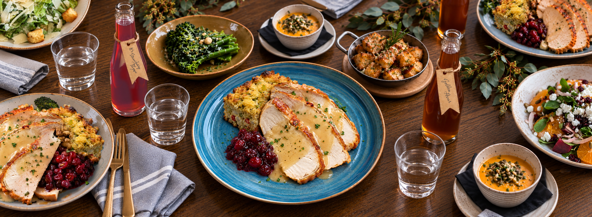 UP on the Roof Thanksgiving Turkey Plates and Sides